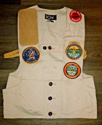 Vintage 10-X Sport Shooting Skeet Hunting Vest NRA Patches Gunsmith Game Fish M - Image 1 of 4