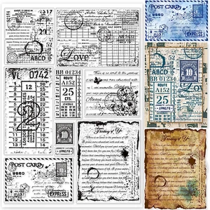 GLOBLELAND 11.7X8.3In Vintage Ticket Postcard Clear Stamps Postage Silicone - Picture 1 of 12