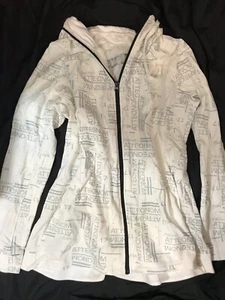 Attednom Printed Coding U+00BA MDA White Zip Hoodie Sweater Size L Thumb Hole - Picture 1 of 6