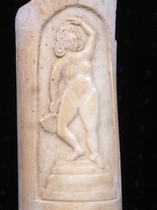 🇫🇷 ANTIQUE CABINET OF CURIOSITY SCULPTURE NUDE BOVINE BONE FEMALE HAIR ART - Picture 1 of 7