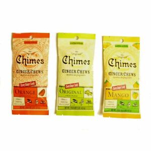 Chimes' Ginger Chews - Variety 3 Pack - Original, Mango, and Orange