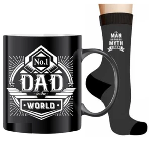270147 NO. 1 DAD IN THE WORLD COFFEE MUG & SOCK FATHER'S DAY GIFT SET IN BOX - Picture 1 of 1