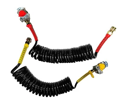 2 x Luftwendel M22 mit Kupplungskopf Automatisch Ventil Druckluftschlauch Satz - Bild 1 von 4