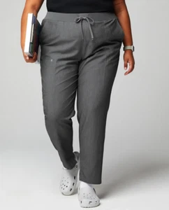 Fabletics Ion Scrub Pants 2X / S SHORT Womens Plus Heather Grey Straight Leg - Picture 1 of 7