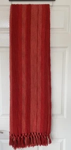 POTTERY BARN Coperta Lancio Maglia Frange Ciniglia Ruggine Arancione Bruciato 50” X 70” - Foto 1 di 12