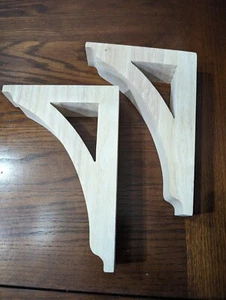 Pair (2) Solid Wood Shelf Brackets - New Open Box - 9" x 6" x 1.75" - Picture 1 of 11