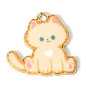 10 Really Cute Cat with Heart Detail Shaped Gold Tone Pendant Charms - Picture 1 of 1