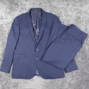 John Lewis Mens Suit Size 46 Blazer Trousers 36 36x29 Blue Wool 2 Piece - Picture 1 of 23