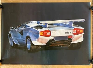 Póster de autos deportivos vintage 1987 Wizard And Genius Lamborghini Contach 5000S años 80 - Imagen 1 de 8