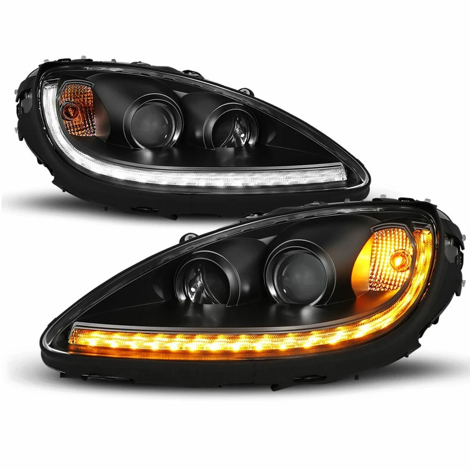 Faros proyectores negros 05-13 Chevy Corvette C6 con señales secuenciales LED DRL Foto 1 de 2