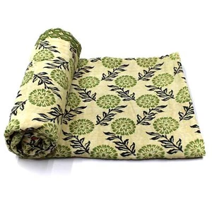 Vintage Quilt Indian Handmade Organic Cotton Designer Bedding Blanket - Picture 1 of 6