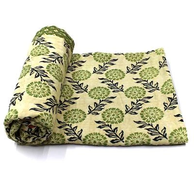 Vintage Quilt Indian Handmade Organic Cotton Designer Bedding Blanket - Image 1 of 4