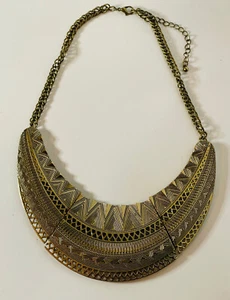 Six Statement Boho Halskette Kette afrikanisch ägyptisch Chleopatra messing - Bild 1 von 4