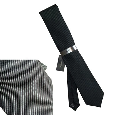 Alfani Men's Tie, Eden Striped, Suit Accessories, Green/ Black, Textured NWT 58" - Image 1 of 2