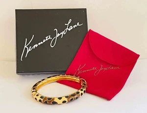 Brazalete con bisagras en tono dorado esmalte de guepardo Kenneth Jay Lane KJL QVC nuevo con etiquetas + certificado de autenticidad - Imagen 1 de 6