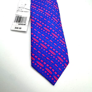 Vineyard Vines Boys 100% Silk Tie Necktie Bright Blue Pink Surfing 49 X 2.5 - Picture 1 of 5