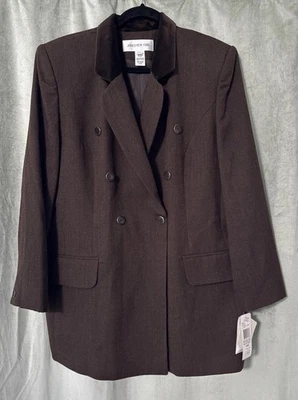 Vintage Jones New York 100% Pure Wool Double Breasted Brown Blazer Jacket Sz 16W - Image 1 of 4