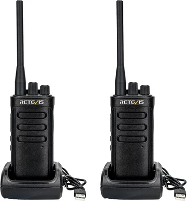 Retevis RB85 Long Range Walkie Talkies 2 Way Radio with Earpieces, Black (2 Pcs) - Image 1 of 4