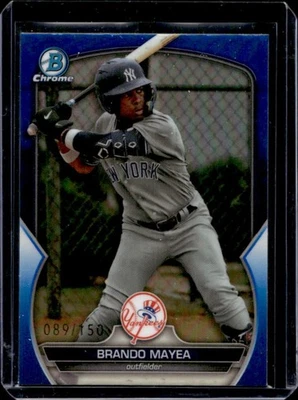 2023 Bowman Draft Brando Mayea Chrome Prospect Blue Refractor #89/150 Yankees - Image 1 of 2