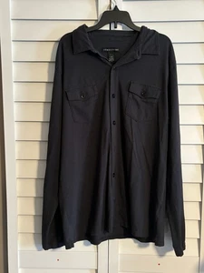 Vtg Structure Button Down Black Long Sleeves Shirt Size L 100% Cotton Soft - Picture 1 of 8