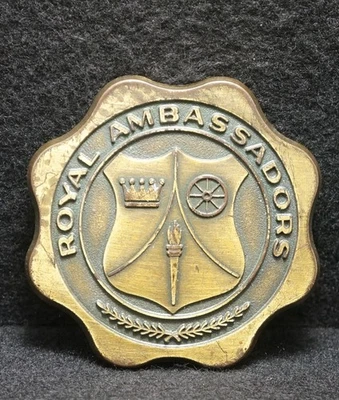 WG13148 ФАНТАСТИЧЕСКИЙ ВИНТАЖНЫЙ 1970-х ** ROYAL AMBASSADORS ** РЕКЛАМА ПРЯЖКА РЕМНЯ - Изображение 1 из 2