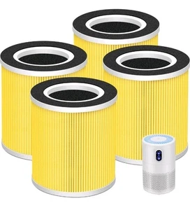 B-D02L Pet Allergy Replacement Filter Carbon Filter,4 Pack,Yellow NEW - Picture 1 of 7