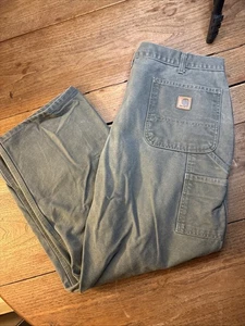 Vintage Carhartt B11 MOS Original Dungaree Fit Carpenter Pants Size 38x32 Olive - Picture 1 of 12