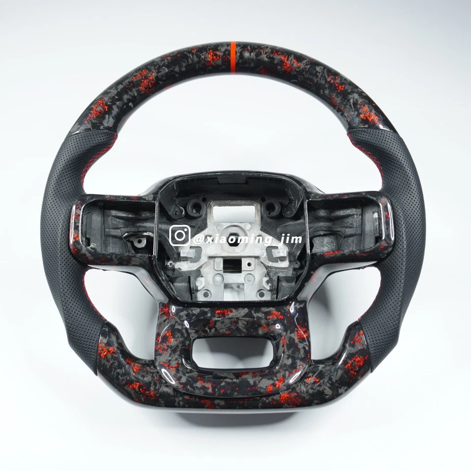 Volante de cuero de fibra de carbono forjado real para F150 F250 Raptor Gen3 Foto 1 de 4