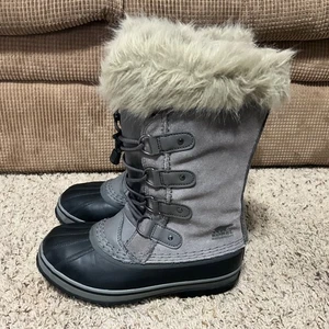 Sorel Womens Winter Carnival Snow Boots Faux Fur Gray/Black Size  5 Waterproof I - Picture 1 of 17