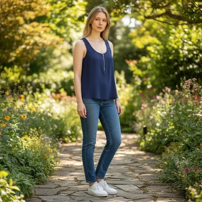 Camiseta sin mangas Trina Turk Banning cremallera frontal talla pequeña pequeña Foto 1 de 4