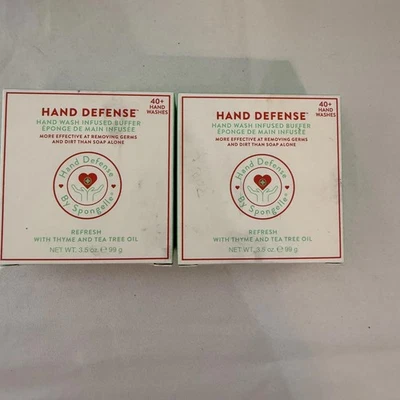 2 Spongelle Hand Defense -  Refresh Hand Wash Infused Buffers w/ Tea Tree - Image 1 of 4