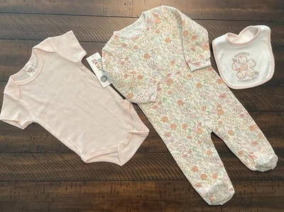 Nuevo con etiquetas Conjunto de 3 piezas Baby Gear acolchado con patas body babero talla 6-9 meses Foto 1 de 4