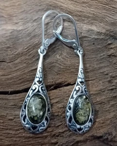 Sterling Silver Earrings Set With Amber (2) - Picture 1 of 1