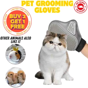 Breathable Heavy Duty Pet Grooming Gloves Hair Removal Cat Dog Mitts Gentle - Picture 1 of 8