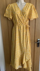 Ladies Yellow Floral Print Maxi Dress Eur L/UK 12/14 - Picture 1 of 9