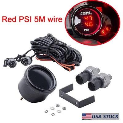 2"52mm Red Display Air Pressure Gauge 0-220 PSI Air Suspension Air Ride +Sensor - Image 1 of 4
