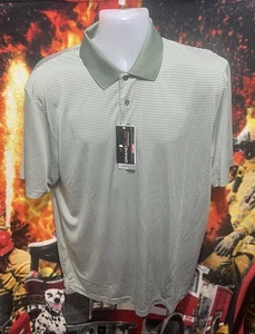 NWT MENS GRAND SLAM PERFORMANCE Agave Green Striped POLO GOLF SHIRT SIZE Large - Picture 1 of 10