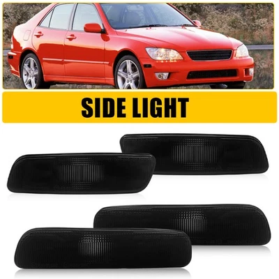 For 2000-2005 Lexus IS300 Front & Rear Smoked Side Marker Bumper Lights Housings - Image 1 of 4