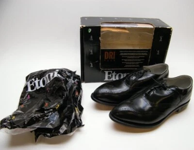 MENS NEW VTG ETONIC ULTIMATE DRI-TECH BLK WINGTIP LEATHER GOLF SHOES SZ 13 D USA - Image 1 of 4