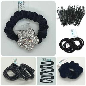 NEGRO ESPECIAL Bandas elásticas para el cabello sin enganches Banda Bobbles Escuela Cola de caballo - Imagen 1 de 20
