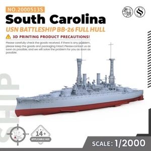 SSMODEL SSC2000513S 1/2000 Model USN South Carolina Battleship BB-26 FULL HULL - Picture 1 of 4