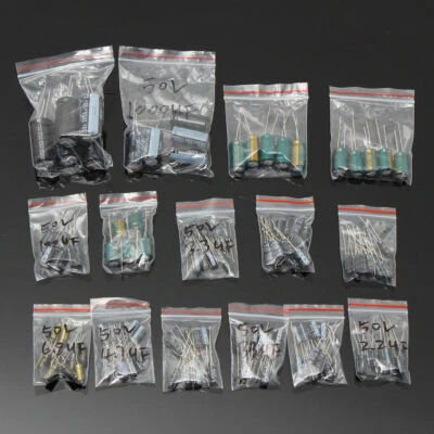 120Pcs 15 value 50V 1uF-2200uF Electrolytic Capacitor Assortment Kit Set - Image 1 of 4
