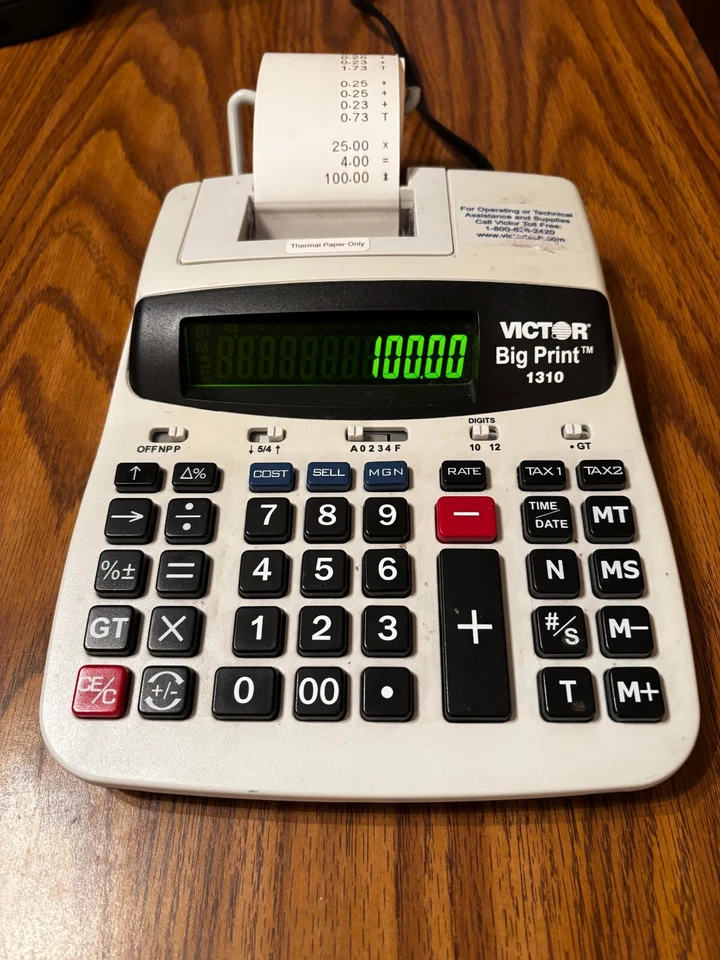 VICTOR 1310 Big Print Commercial Thermal Printing Calculator  TESTED WORKS - Image 1 of 1
