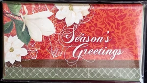 Michaels Brand 5ct POINSETTIA Note Cards 6.5" x 3.5" - SEASON'S GREETINGS - Picture 1 of 2