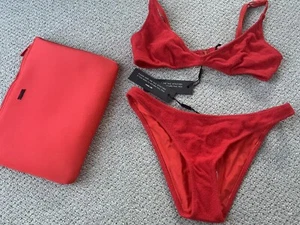 Neu Triangl MAIA - CERISE TERRY Cheeky Bikini Teddy Rot Top Gr L, Hose Gr M - Bild 1 von 6
