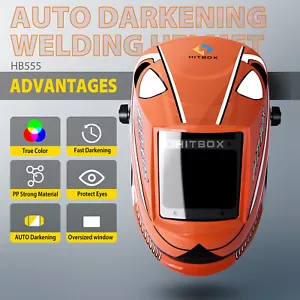 Large View Solar Auto Darkening True Color Welding Helmet Mig Grinding Mask AU - Picture 1 of 11