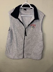 USA Olympische Spiele grau Fleece Weste bestickt durchgehender Reißverschluss Damengröße XLarge hergestellt in den USA - Bild 1 von 5