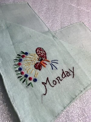 Pañuelo Hankie punto gallo bordado vintage Foto 1 de 4