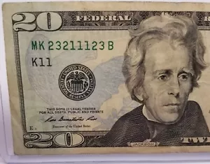 TWENTY Dollar Bill RADAR 1-2-3 Bookends 23 Fancy Serial US Series $20 2013 Note - Picture 1 of 6