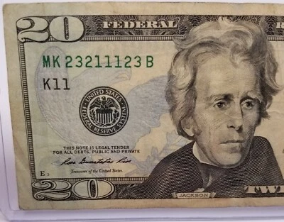 RADAR 1 2 3 TWENTY Dollar Repeating 23 Fancy Serial Number US $20 2013 Note - Image 1 of 4